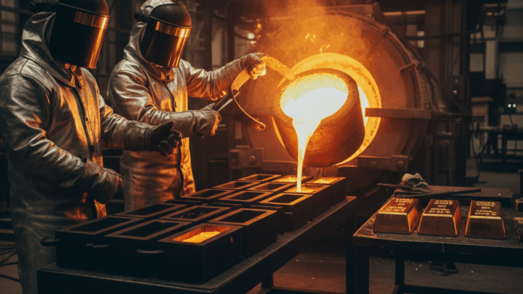 peleburan dan pencetakan emas
