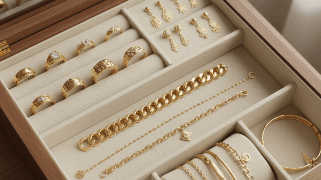 pisahkan perhiasan emas muda saat disimpan