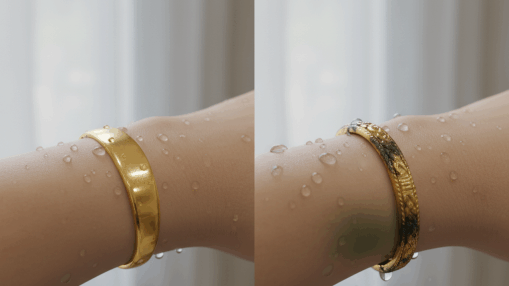 emas imitasi bereaksi terhadap keringat