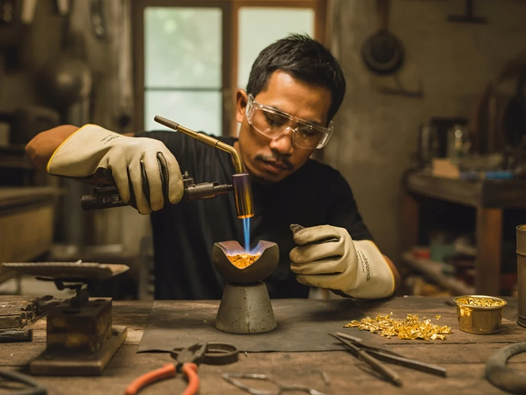  cara melebur emas manual